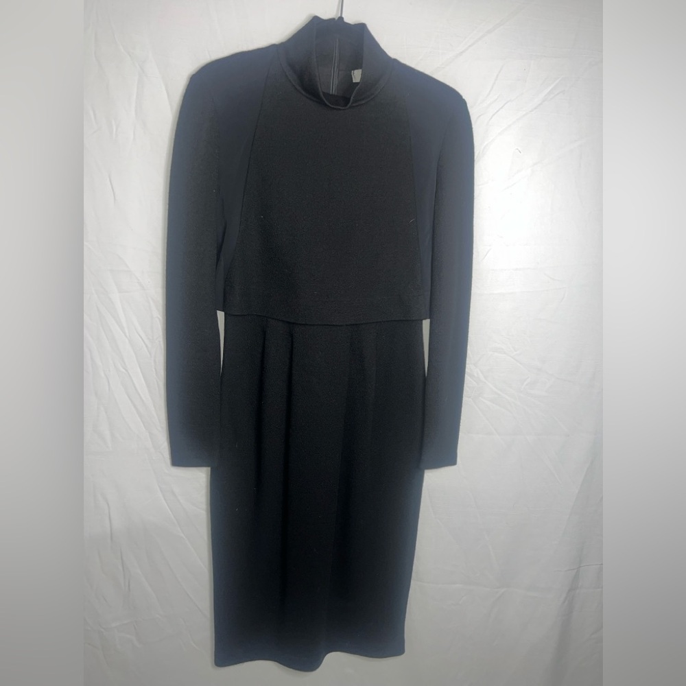 SportMax Black Long-Sleeve Pleated Dress
